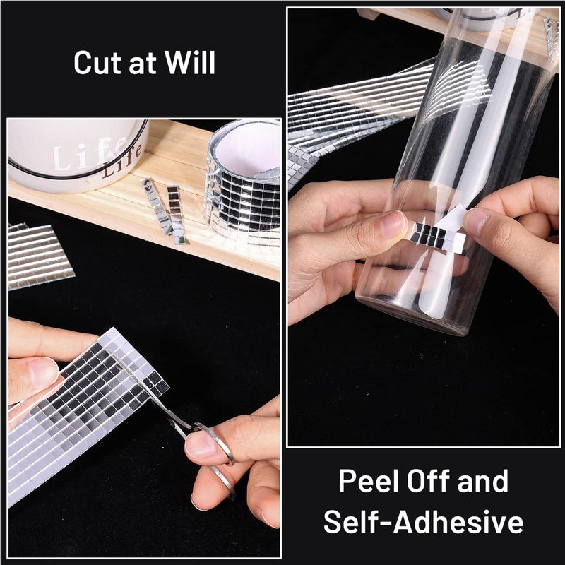 PP OPOUNT 10800 PCS Disco Tiles, 5 x 5 mm Self-Adhesive Glass Mirror Tiles for Craft Decoration, Mini Mosaic Tiles for Art Collage, Indoor Outdoor Decoration(Silver) - Image 4